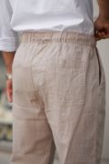 Erkek Beli Lastikli Keten Rahat Pantolon resmi